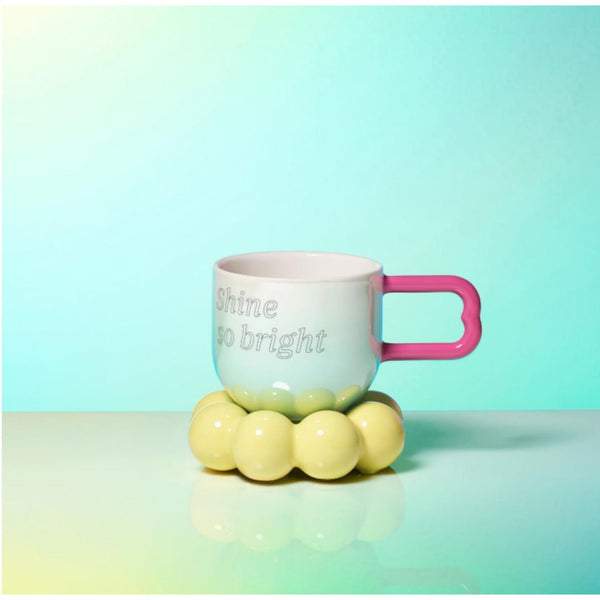 10OZ GRADIENT GREEN MUG W/BUBBLE RING  SAUCER 10OZ 綠色咖啡杯配泡泡圈碟