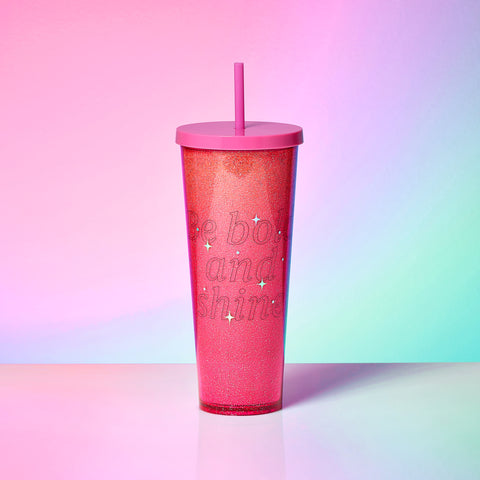 24OZ BE BOLD AND SHINE GLITTER PINK COLD CUP  24OZ BE BOLD AND SHINE 粉紅凍杯
