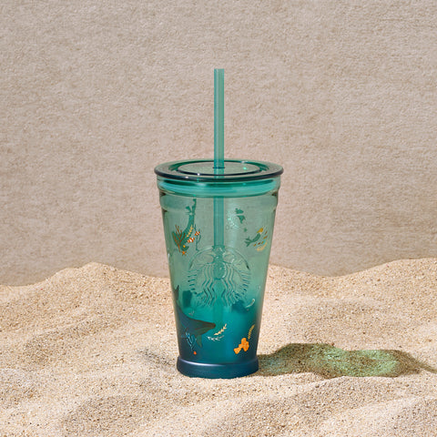 16OZ SIREN AND ANIMAL FRIENDS REGRINDED GLASS COLD CUP 16OZ 人魚與動物朋友再生料玻璃凍杯