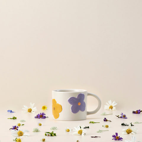 10OZ CERAMIC EMBOSS FLOWER MUG 10OZ 壓印花朵咖啡杯