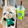 Panda Keychain wearing apron with 16oz Kiara Panda Reuse Cup w/straw 熊貓配圍裙鑰匙扣配16OZ熊貓循環再用杯配飲管