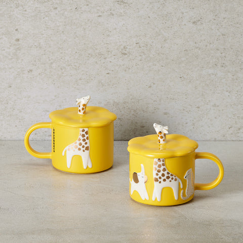 10OZ SAVANNAH ANIMALS  YELLOW W/LID 10OZ  大草原動物黃色咖啡杯